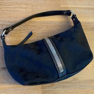 Coach Black Monogram Fabric & Beaded Small Handbag